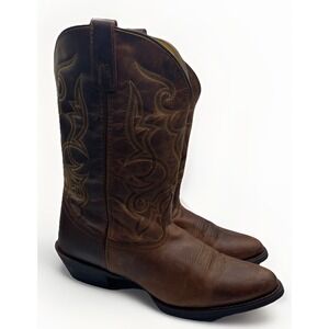 Laredo Women's Cowboy Western Boots Scroll Stitching Sz 11 M brown cowgirl rodeo